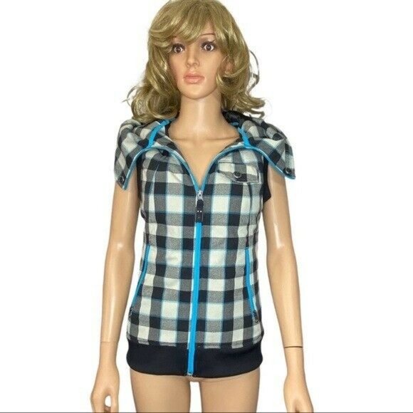 Burton Ho Chi Minh Plaid Vest Dry Ride Hooded Small EUC Ski Snowboard - Picture 2 of 12